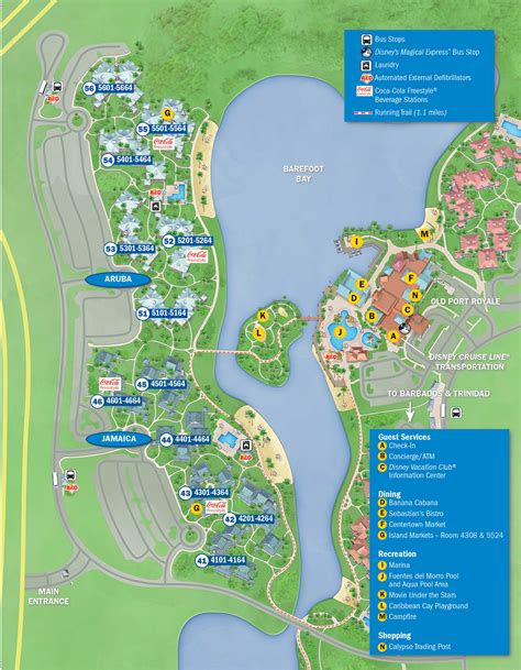 Map of Disney Caribbean Beach Resort